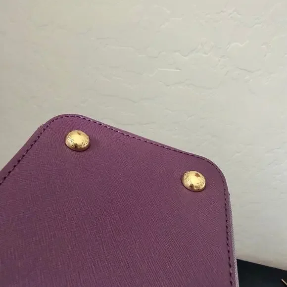 Michael Kors Jet Set Leather Tote Purple Saffiano Large Top Zip Handbag - Picture 7 of 7